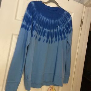 blue tie dye champion sweater